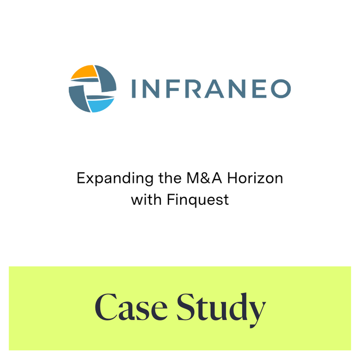 Infraneo logo with caption: Expanding the M&A Horizon with Finquest. Highlighted text below reads 'Case Study'.